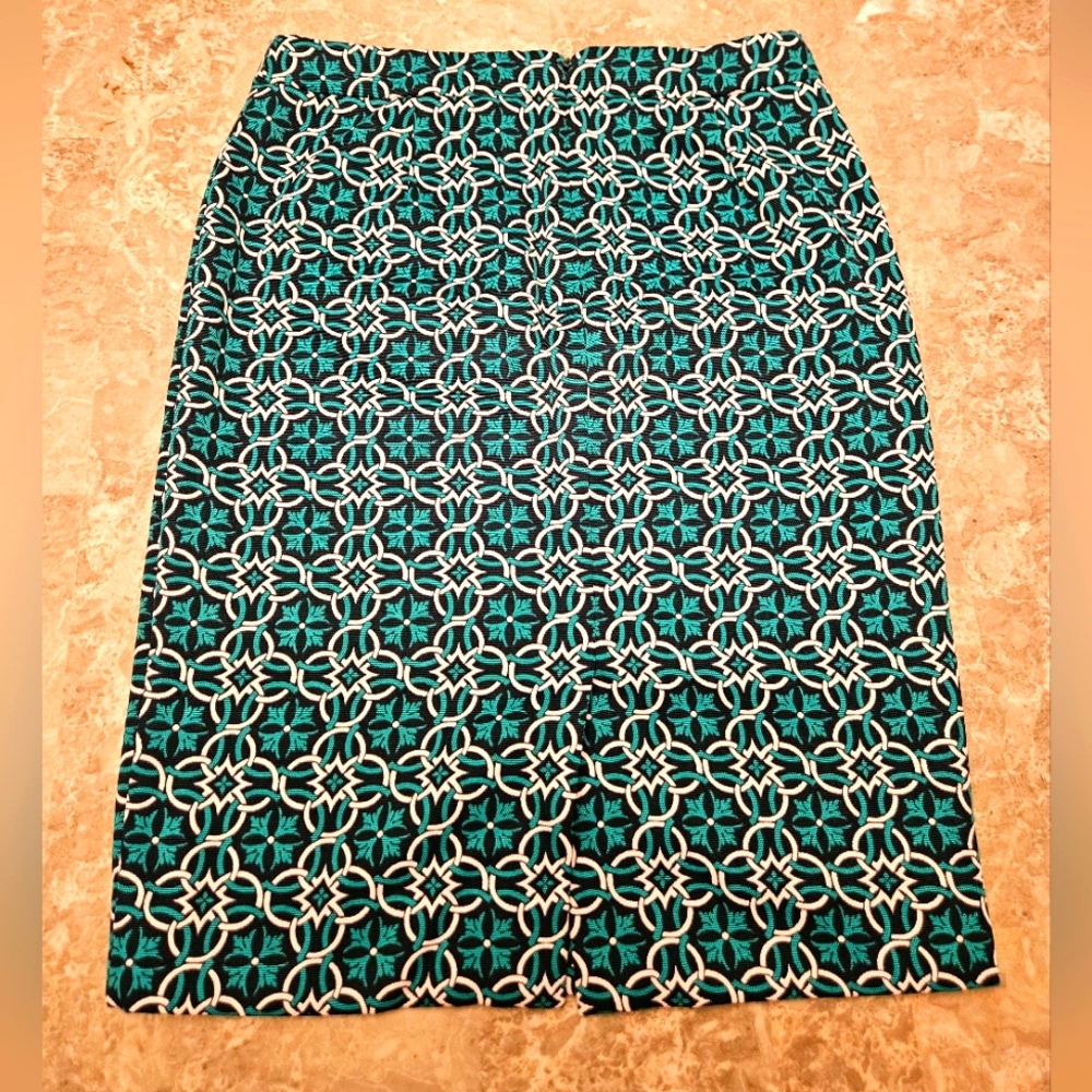 Elegant Green Patterned Vintage J Crew Skirt